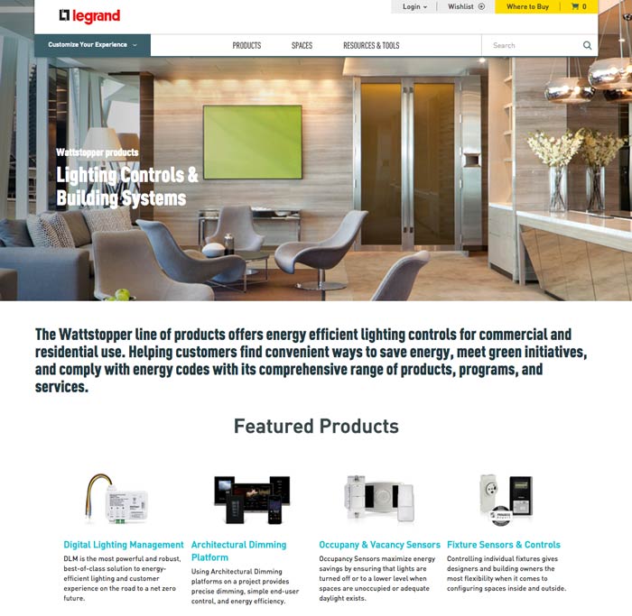 Wattstopper Website Merges with Legrand NA Website